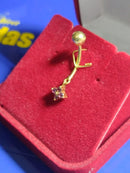 Piercing de Ouro 18 kilates Umbigo Trevinho Zircônia Peso 1.20 Gramas