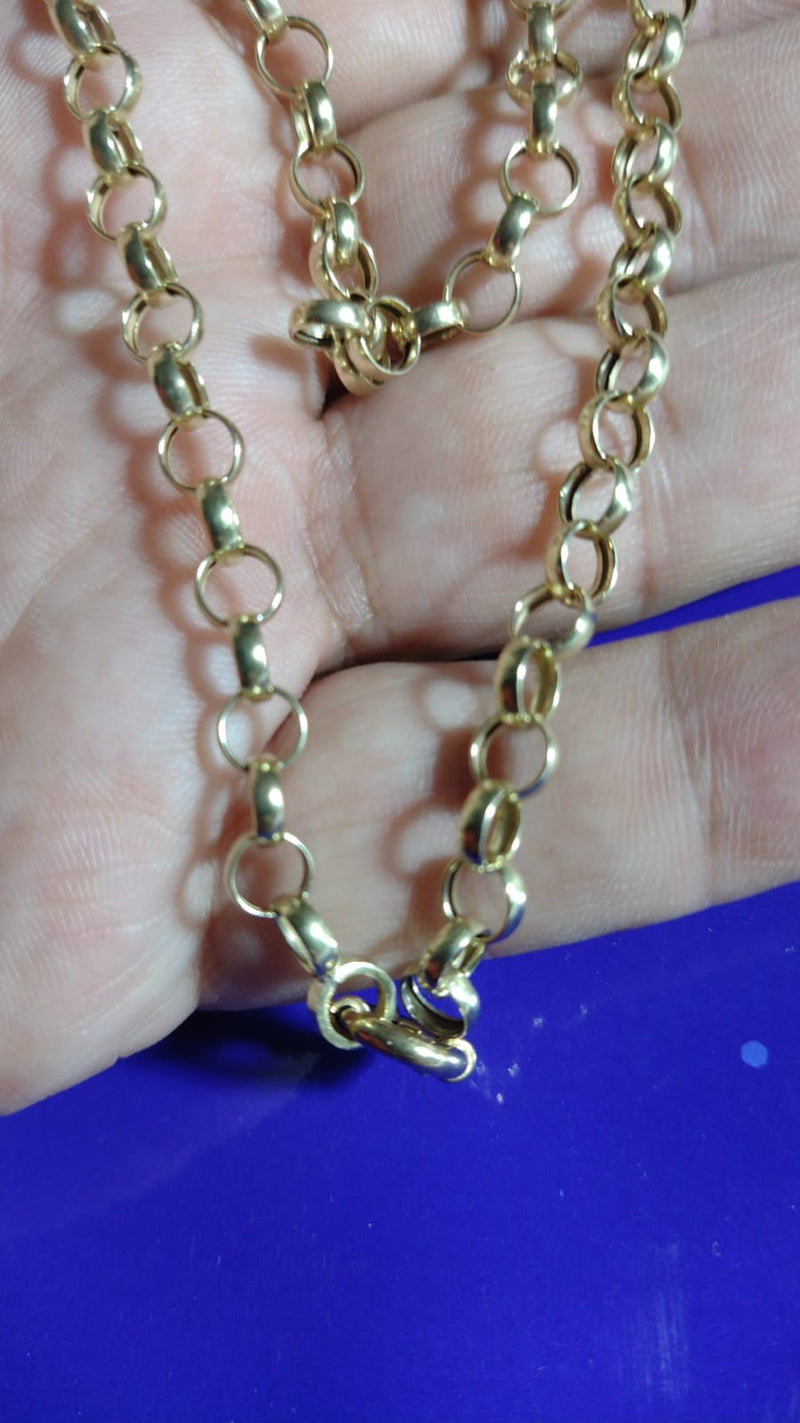 Gargantilha Elos Português 5 Mm Ouro 18k / Oco/11 Gr 45 Cm