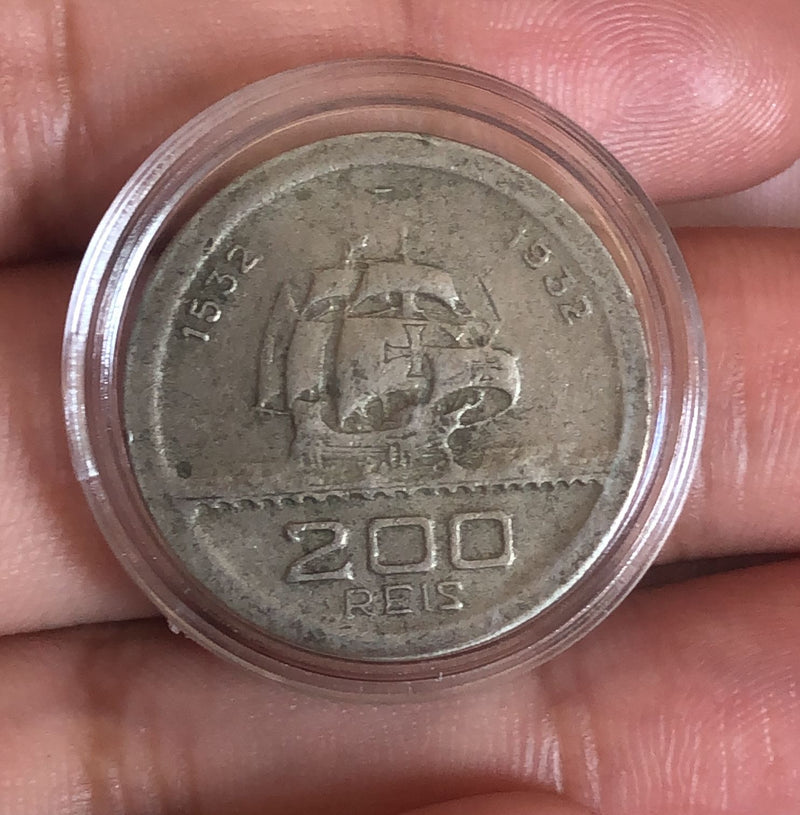 Moeda Da Colonização 200 Reis 1932 Na Cápsula