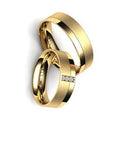 Anel Aliança Noivado e Casamento Ouro 18 Kilates 3 Pedras Brilahntes Anatômicas