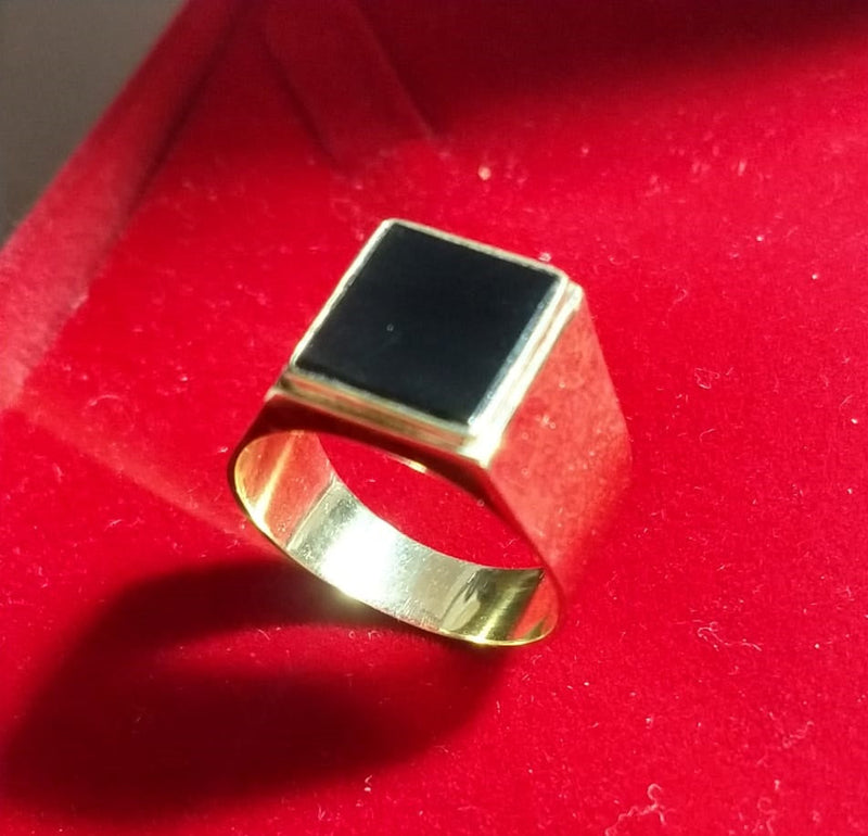 Anel Ouro 18 Kilates Maciço Peso 10.00 Gramas 15 mm Pedra Onix