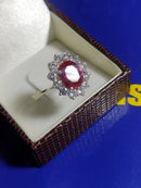 Anel Prata 950 Pedra Zircônia Topo 17 mm x 15 mm Pedra 12 mm x 8 mm Peso 4.40 Gramas Todas Cores de Pedr