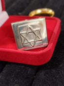 Anel Prata 950 Topo 20 x 20 mm Estrela de Davi