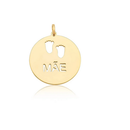 Pingente Coração Mãe e Pezinho Ouro 18 k Peso 0.50 Grama 12 mm