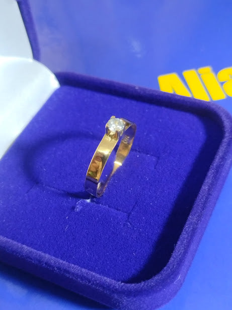 Anel Ouro 18 kilates Casamento Noivado Compromisso 2.10 Gramas Pedra Zircônia 3 mm