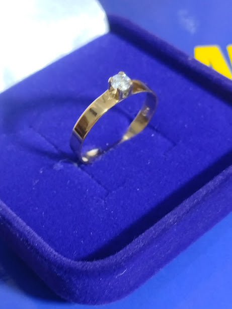 Anel Ouro 18 kilates Casamento Noivado Compromisso 2.10 Gramas Pedra Zircônia 3 mm