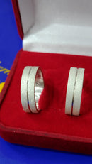 Alianças 8 mm Fosca com Risco Casal Prata 950 Namoro ,Compromisso, Noivado