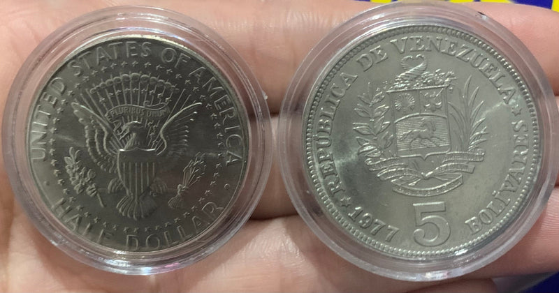 Kit 2 Moedas Estados Unidos Estrangeiras para Coleção Novas Kit Duas Moedas