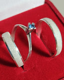 Alianças e Anel trabalhadas Namoro Compromisso Prata 950 de lei 5 mm