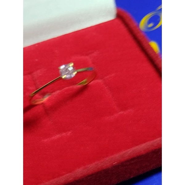 Anel solitário ouro 18 kilates 1,10 gramas pedra Zircônia 3 mm