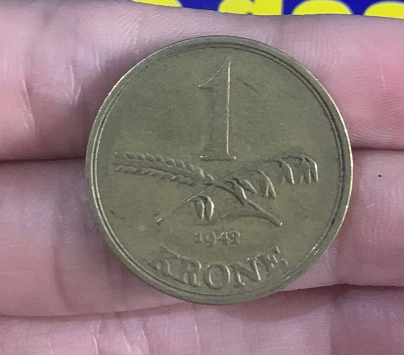 Moeda 1 Krone 1949 Muito Antiga e Rara Coleção