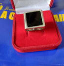 Anel de Prata 950 Anel Imperador Prata 950 Com Pedra Ônix