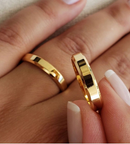 Par De Aliança Casamento Noivado Chanfrada Lisa Ouro 18 Killates