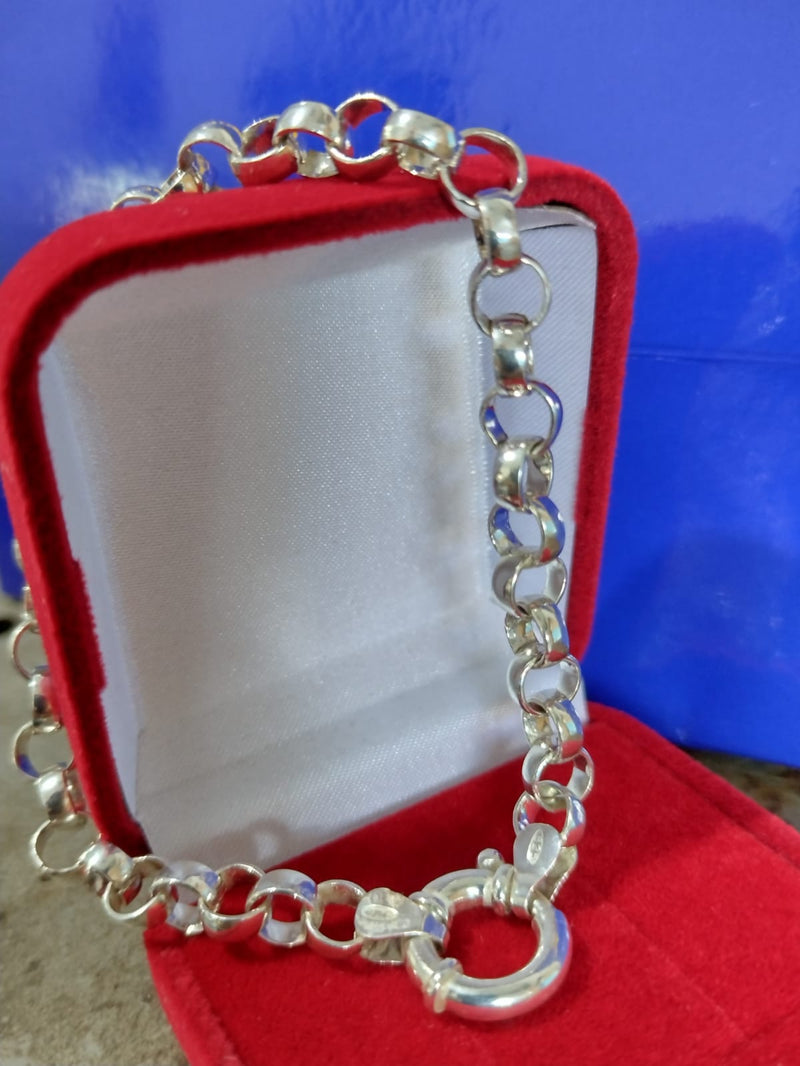Pulseira Prata 950 elos Português 8 mm Fecho boia 12 gramas