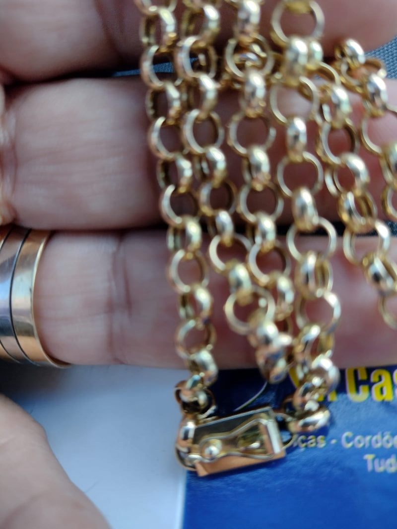 Gargantilha Elos Português 5 Mm Ouro 18k / Oco/11 Gr 45 Cm