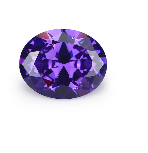 Pedra Zircônias Oval Para Pingente Anel Brincos 9 mm x 7 mm Cor Roxa Alta Qualidade
