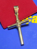 Pingente Cruz Ouro 18 Kilates 6.40 Gramas Oco Tubo 4 mm 40mm = 4 Cm