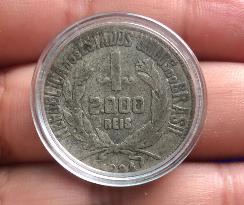 Moeda 2000 reias 1924 Prata República Dos Estados Unidos Do Brasil