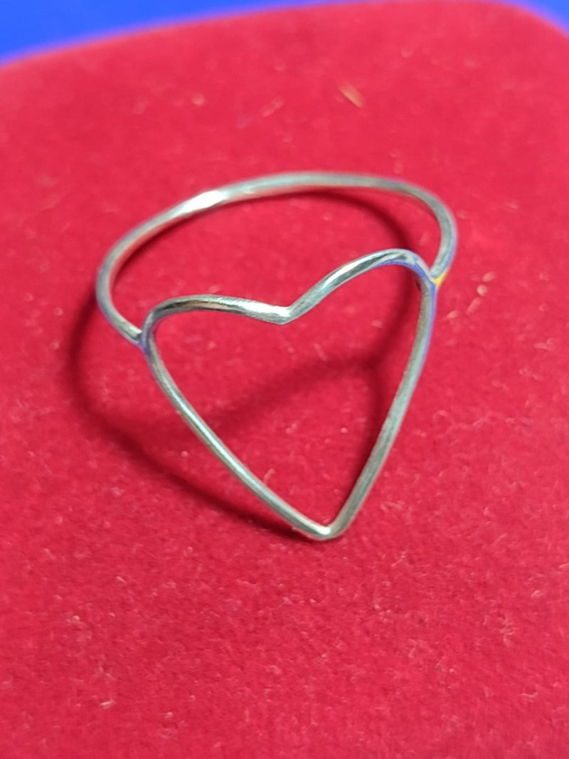 Anel Coração Prata 950  de Lei  Coração 18 mm x 15 mm Aro 1 mm