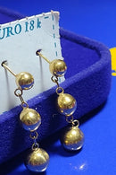 Brincos Ouro 18 Kilates 3 Bolas 3 mm 4 mm 5 mm Tamanho 28 mm Peso 1 Grama