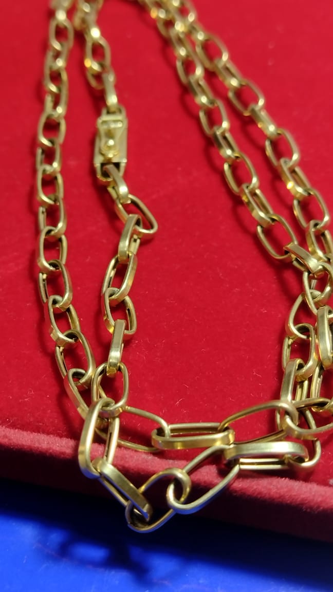 Cordão Ouro Masculino Barquet 18 Kiilates Peso 11 Gramas 5 mm 60  Oco