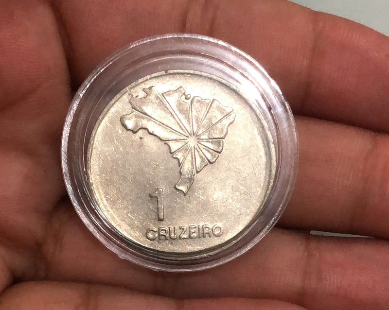 Moeda 1 Cruzeiro Brasil 1972 Mapa do Brsil em Cápsula