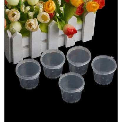 Copos de plástico 25 ML transparente claro alimentos pequenos recipientes molho caixa pacote 15 Potes