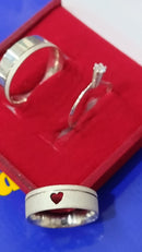 Trio de Alianças Anatômica Namoro Prata 950  Namoro e Cmpromisso 5 mm Lisa Anatômica Coração na Feminina