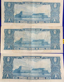 3 Cédulas 1 Cruzeiro do Brasil Antigas Coleção