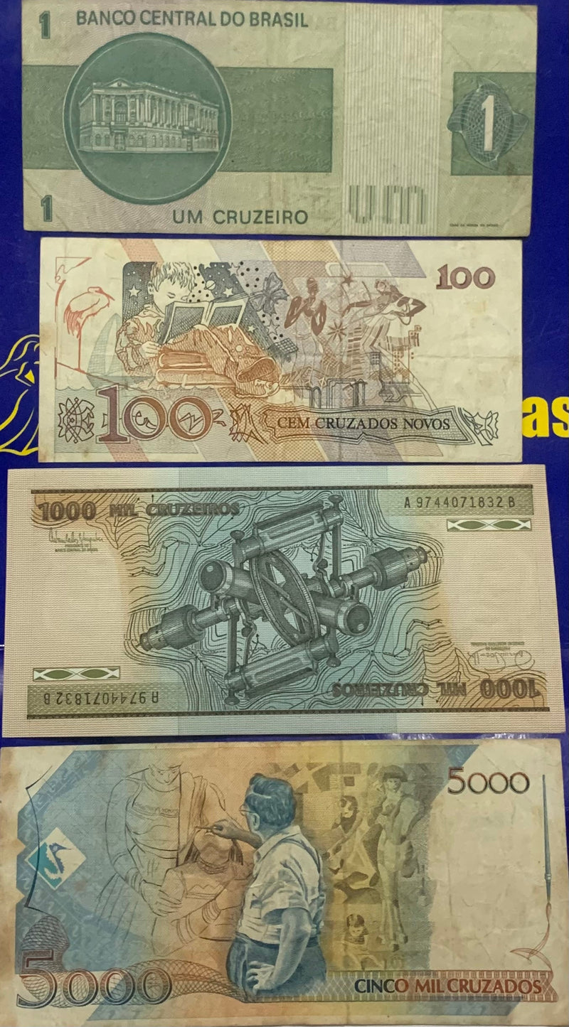 7 Cédulas Cruzeiros e Cruzados Banco Central  Nova, Raras e Colecionáveis