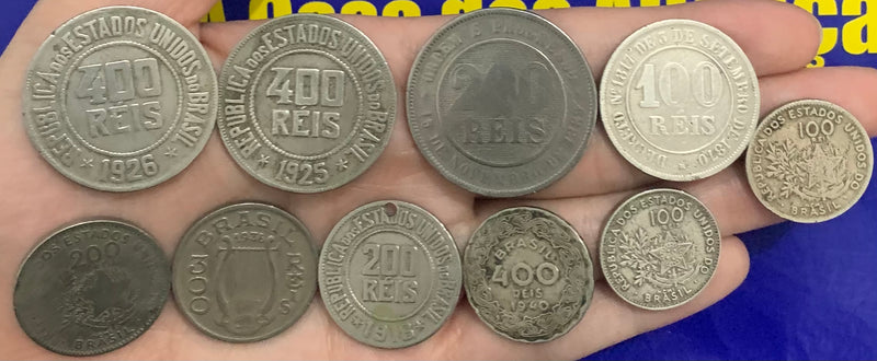 10 Moedas 100 Réis, 200 Réis, 300 Réis e 400 Réis