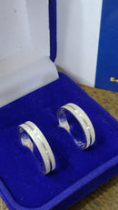 Alianças Namoro Prata 950  Namoro e Cmpromisso 4 mm Fosca com Risco Maciça