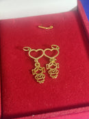 Pingente Coração Duas Meninas ou como desejar Peso 1.00 Grama Ouro 18 Kilates