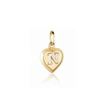 Pingente Letra N Ouro 18 k Peso 0.30 Grama 7 mm