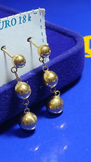 Brincos Ouro 18 Kilates 3 Bolas 3 mm 4 mm 5 mm Tamanho 28 mm Peso 1 Grama