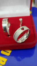 Trio de Alianças Anatômica Namoro Prata 950  Namoro e Cmpromisso 5 mm Lisa Anatômica Coração na Feminina