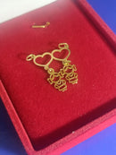 Pingente Coração Duas Meninas ou como desejar Peso 1.00 Grama Ouro 18 Kilates