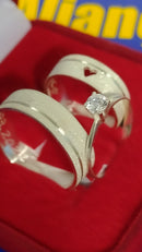 Alianças Namoro e Cmpromisso 6 mm Fosca Maciça Preata 950 Trio anel Solaitário