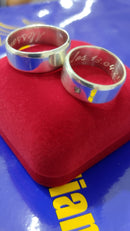 Alianças 10 mm Namoro Prata 950  Namoro e Cmpromisso Lisa Com uma Pedra Maciça