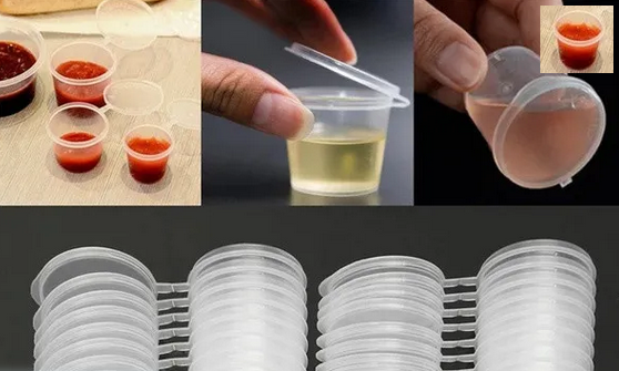Copos Plástico 25 ML Para Alimentos Pequenos Recipientes Molho Caixa Pacote 50 Potes