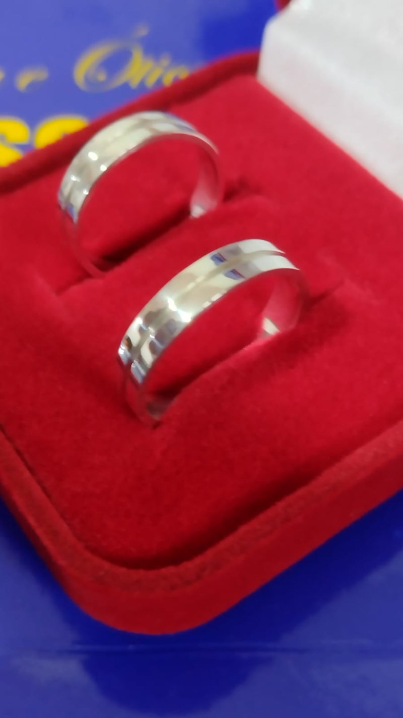 Par Casal  Alianças Maciça Tradicional Boleadas lisas Namoro prata Noivado 6 mm