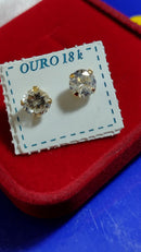 Brinco Ouro 18 Kilates Pedra Zicônia 5 mm