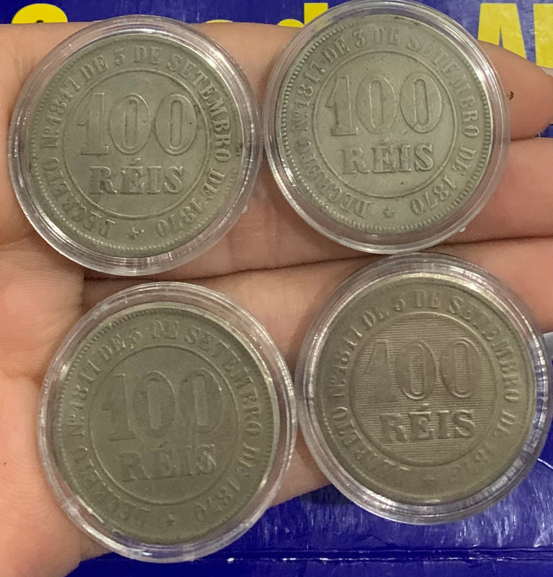 Kit 4 Moedas 100 Réis Coleção Novas Moedas Raras Novas e Raras