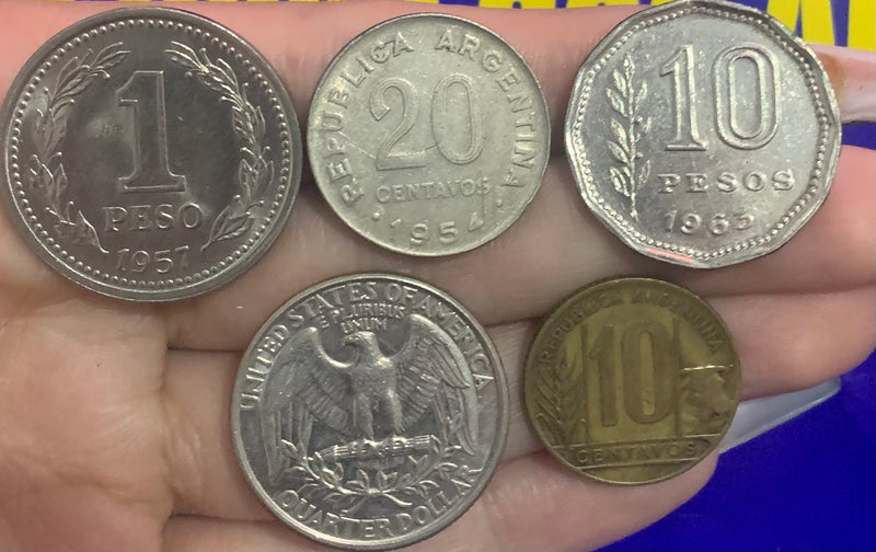 5 Moedas Dolar Argentina Pesos Coleção