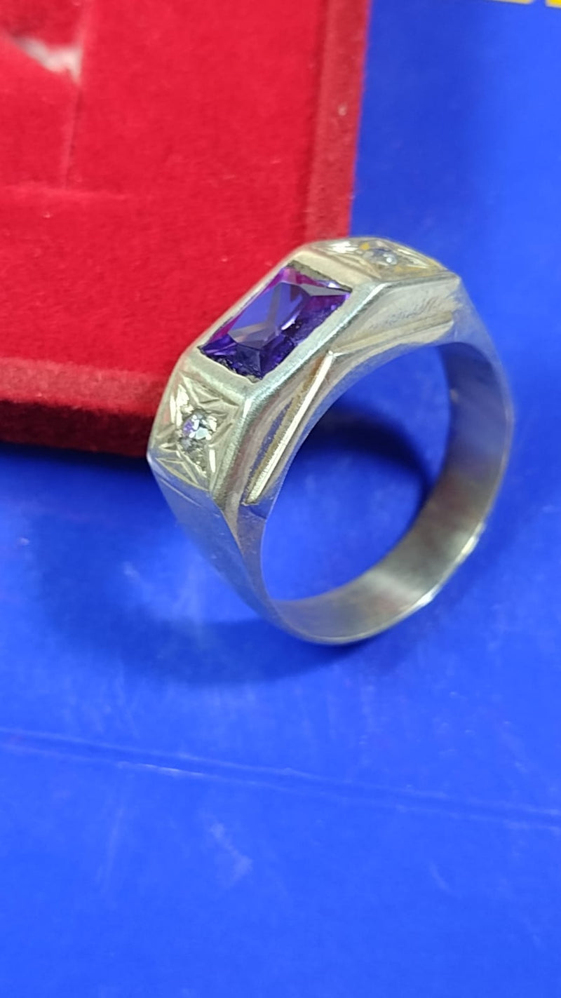 Anel Formatura Mecânica Masculino Prata 950 Topo 10 mm Pedra 8 x 6 mm Zircônia Todas formaturas e cursos Maciço