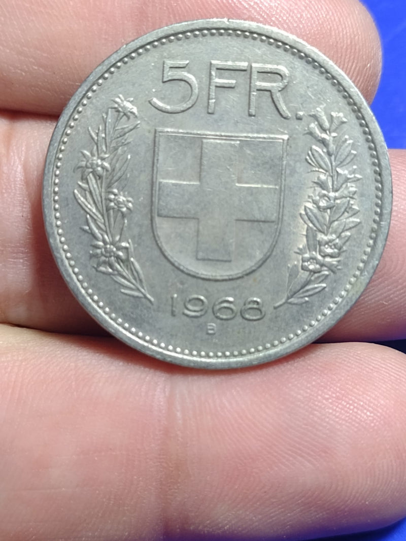 Moeda 5 franc 1974 rara 31 mm 13,50 Gramas Coleção