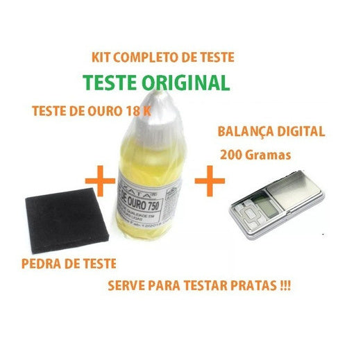 Kit Teste Ouro - Pedra De Toque + Ácido 18k + Balança  * Botão Liga / Desliga * Visor digital de LCD *