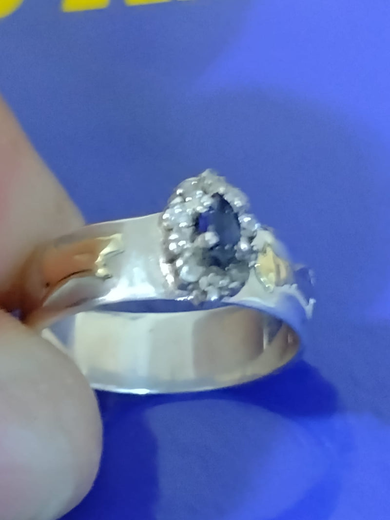 Anel Formatura Prata 950 Aro 5 mm Símbolos Ouro 18 Kilates Pedras Zircônia