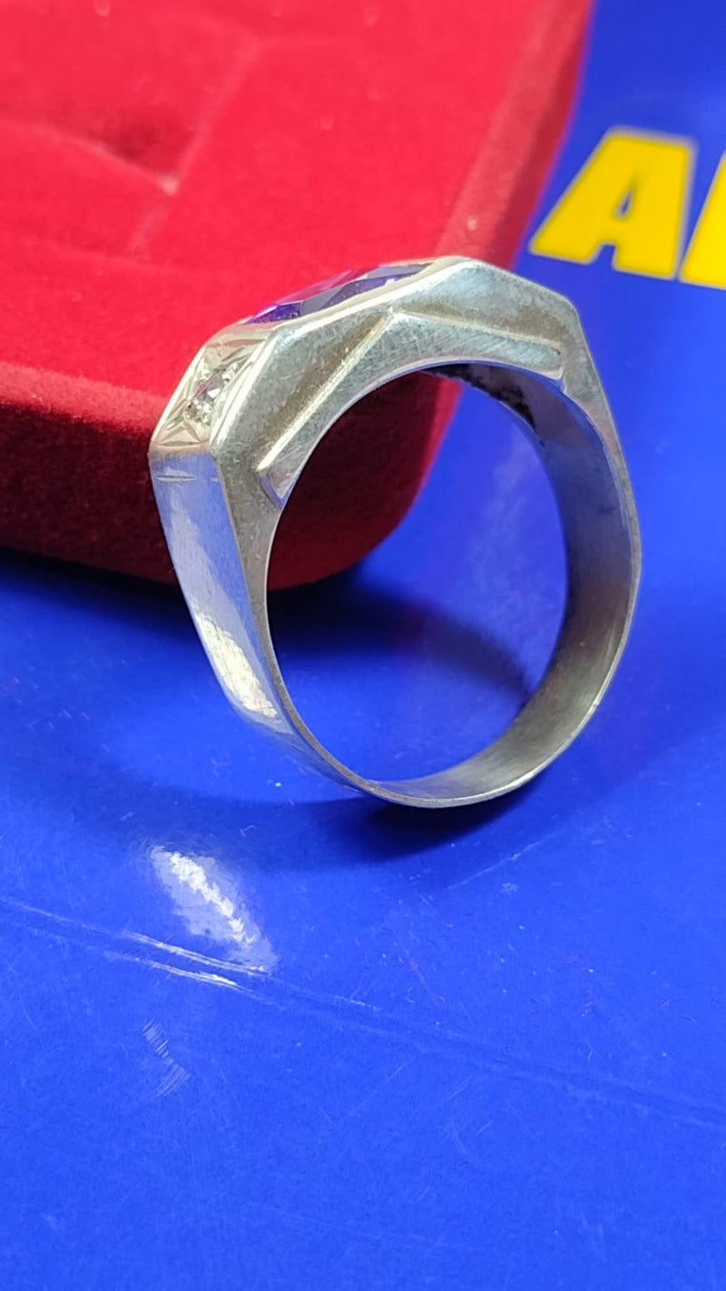 Anel Formatura Mecânica Masculino Prata 950 Topo 10 mm Pedra 8 x 6 mm Zircônia Todas formaturas e cursos Maciço