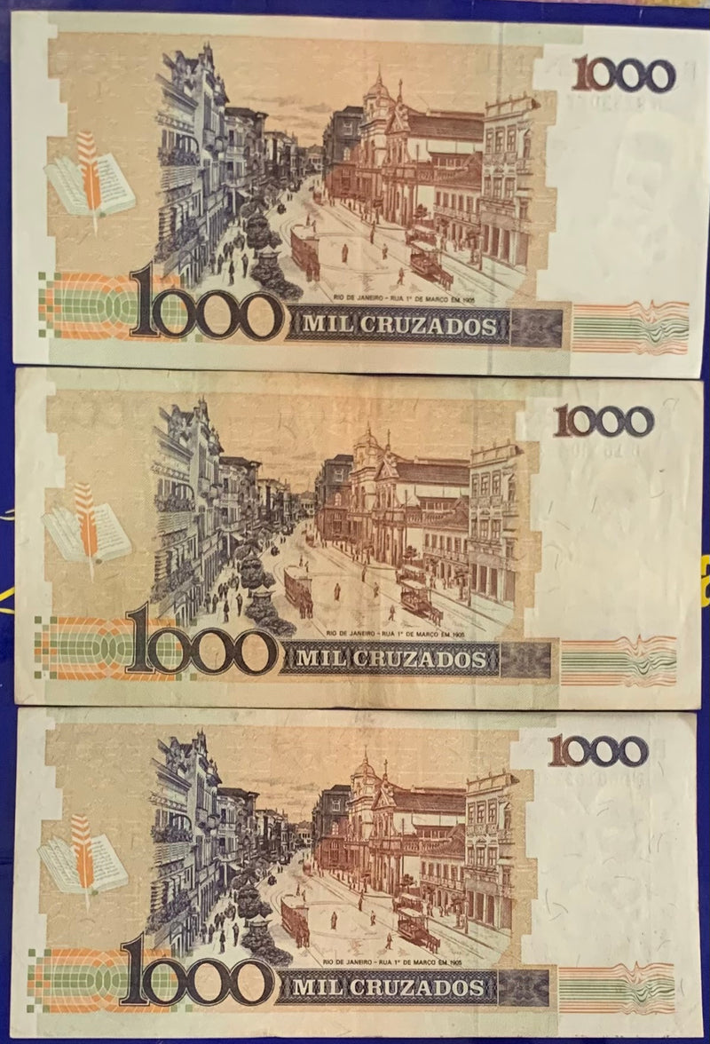 6 Cédulas 1.000 Cruzados